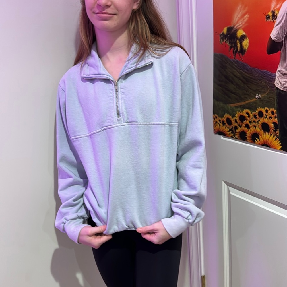 Brandy Melville light blue quarter zip